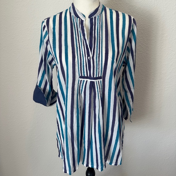 Roberta Roller Rabbit Tops - Roberta Roller Rabbit Blue and White Striped Tunic Top